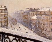 Gustave Caillebotte Boulevard Haussmann, effet de neige oil painting on canvas